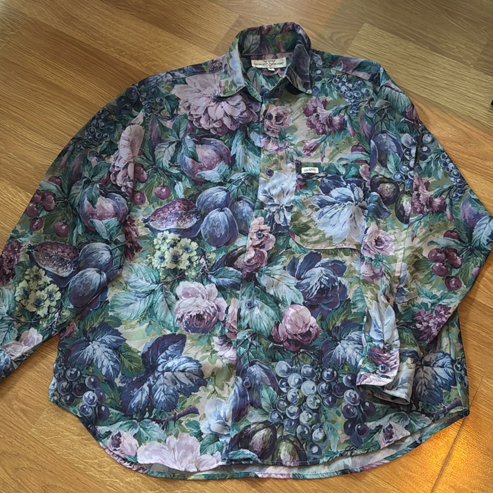 Vintage Guess by Georges Marciano Multicolor Floral Shirt Blouse—Small